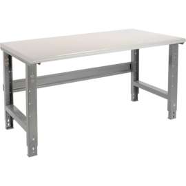 Global Industrial 60x30 Adjustable Height Workbench C-Channel Leg - Laminate Safety Edge Gray