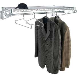 Chrome Coat Rack with Bars - Wall Mount - 36"W x 24"D x 6"H