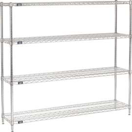 Nexel Shelving Wire Shelving Starter Unit, 60"W x 14"D x 63"H