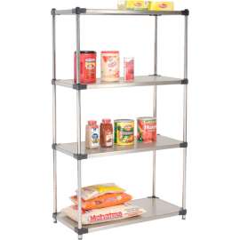 Nexel Solid Stainless Steel, 4 Tier, Starter Unit, 36"W x 18"D x 63"H