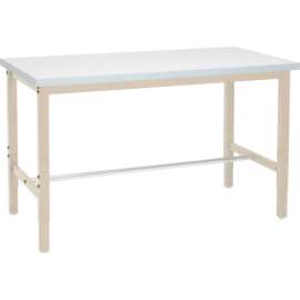 Global Industrial 72 x 36 Adj. Height Workbench Square Tube Leg - Laminate Square Edge - Tan