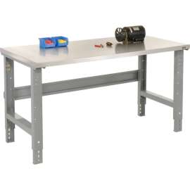 Global Industrial 60x30 Adj. Height Workbench C-Channel Leg - Stainless Steel Square Edge Gray