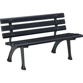Global Industrial 4' Park Bench w/ Backrest, Black