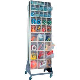 Quantum Mobile Tip Out Bin Floor Stand QFS270-72+QFS400- Double Sided 70" H White