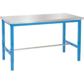 Global Industrial 60x30 Adj. Height Workbench Square Tube Leg, Stainless Steel Square Edge BL