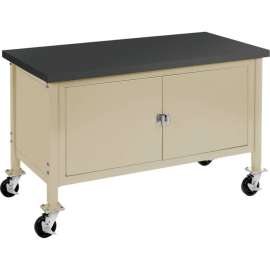 Global Industrial Mobile Cabinet Workbench - Phenolic Resin Safety Edge, 72"W x 30"D, Tan