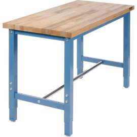 Global Industrial 48x24 Adj. Height Workbench Return - Square Tube Leg, Maple Square Edge Blue