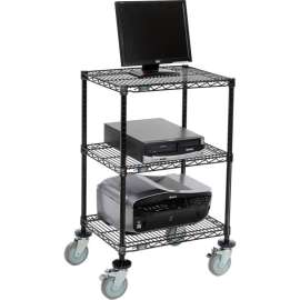 Nexel 3-Shelf Mobile Wire Printer Stand, 24"W x 18"D x 39"H, Black