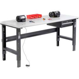 Global Industrial 72x36 Adjustable Height Workbench C-Channel Leg - ESD Safety Edge Black