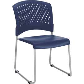 Interion Stacking Chair With Mid Back, Plastic, Blue
