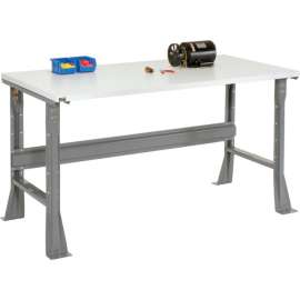 Global Industrial Flared Leg Workbench w/ ESD Square Edge Top, 48"W x 30"D, Gray