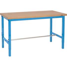Global Industrial 48x30 Adjustable Height Workbench Square Tube Leg, Shop Top Safety Edge Blue