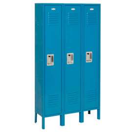 Global Industrial Infinity 1-Tier 3 Door Locker, 12"Wx15"Dx60"H, Blue, Unassembled