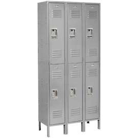 Global Industrial Infinity 2-Tier 6 Door Locker, 12"Wx12"Dx36"H, Gray, Unassembled