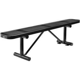 Global Industrial 6' Outdoor Steel Flat Bench, Perforated Metal, Black