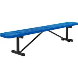 Global Industrial 8' Outdoor Steel Flat Bench, Perforated Metal, Blue