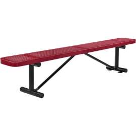 Global Industrial 8' Outdoor Steel Flat Bench, Perforated Metal, Red