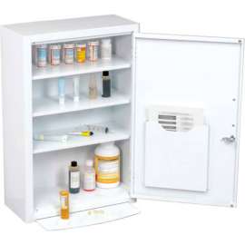 Medicine Cabinet with Pull-Out Shelf, 18"W x 8"D x 27"H, White