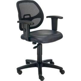 Interion Mesh Office Chair With Mid Back & Adjustable Arms, Vinyl, Black