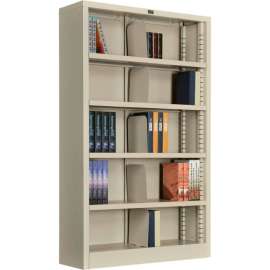 Interion All Steel Bookcase 36" W x 12" D x 60" H Putty 5 Openings