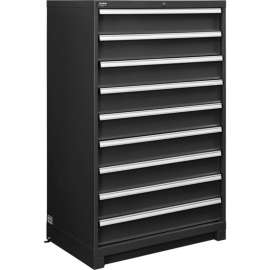 Modular Drawer Cabinet, 9 Drawers, w/Lock, 36"W x 24"D x 57"H, Black