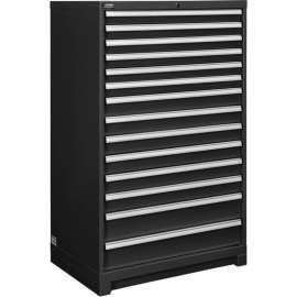 Modular Drawer Cabinet, 14 Drawers, w/ Lock, 36"W x 24"D x 57"H, Black