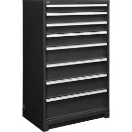 Modular Drawer Cabinet, 8 Drawers, w/Lock, 36"Wx24"Dx57"H, Black
