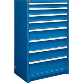 Modular Drawer Cabinet, 8 Drawers, w/Lock, 36"Wx24"Dx57"H, Blue