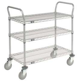 Nexel Utility Cart w/3 Shelves & Poly Casters, 1200 lb. Capacity, 36"L x 24"W x 39"H