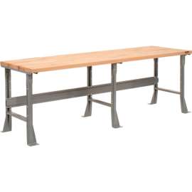 Global Industrial Flared Leg Workbench w/ Maple Square Edge Top, 96"W x 36"D, Gray