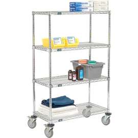 Nexel E-Z Adjust Wire Shelf Truck w/Brakes, 1200 lb. Capacity, 36"L x 18"W x 69"H