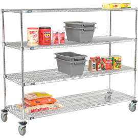 Nexel E-Z Adjust Wire Shelf Truck w/Brakes, 1200 lb. Capacity, 72"L x 24"W x 69"H