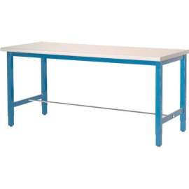 Global Industrial 48x30 Adjustable Height Workbench Square Tube Leg, Laminate Safety Edge Blue