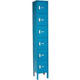 Global Industrial 6-Tier 6 Door Box Locker, 12"W x 18"D x 12"H, Blue, Assembled