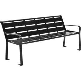 Global Industrial 6' Outdoor Horizontal Steel Slat Park Bench w/ Back, Black