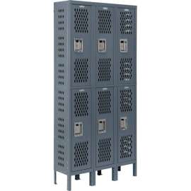 Global Industrial Infinity 2-Tier 6 Door Ventilated Locker, 12"Wx15"Dx36"H, Unassembled