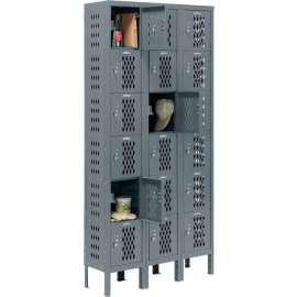 Global Industrial Infinity 6-Tier 18 Door Ventilated Locker, 12"Wx15"Dx12"H, Unassembled