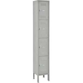Global Industrial 4-Tier 4 Door Box Locker, 12"W x 12"D x 18"H, Gray, Assembled