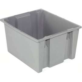 Global Industrial Stack and Nest Storage Container SNT300 No Lid 29-1/2 x 19-1/2 x 15, Gray