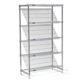 Nexel Shelving Slant Wire Shelving, Starter Unit, 48"W x 24"D x 63"H