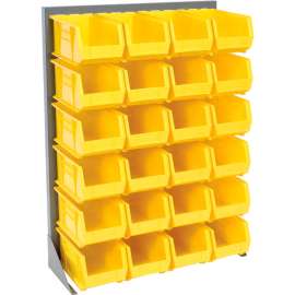 Global Industrial Singled Sided Louvered Bin Rack w/ 24(F) Yellow Bins, 36"W x 15"D x 50"H