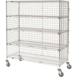 Nexel Enclosed Wire Exchange Truck w/5 Shelves, 800 lb. Capacity, 60"L x 24"W x 69"H