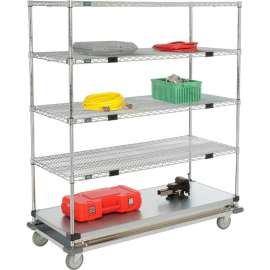 Nexel Open Sided Wire Stock Picker Truck w/5 Shelves, 1000 lb. Capacity, 60"L x 24"W x 69"H
