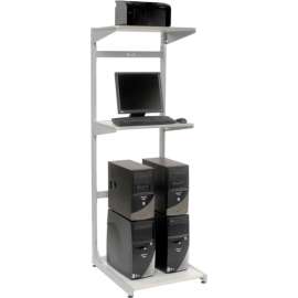 24" Computer Server Station, 24"W x 30"D x 74"H, Gray, Unassembled