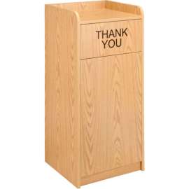 Global Industrial Wooden Waste Receptacle with Tray Top, 36 Gallon, Oak