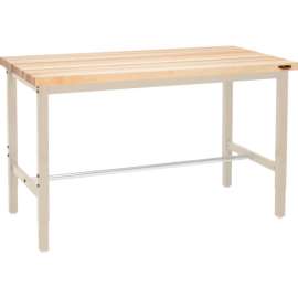 Global Industrial 96 x 30 Adjustable Height Workbench Square Tube Leg - Maple Square Edge Tan