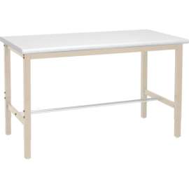 Global Industrial 48 x 36 Adjustable Height Workbench Square Tube Leg - ESD Safety Edge - Tan
