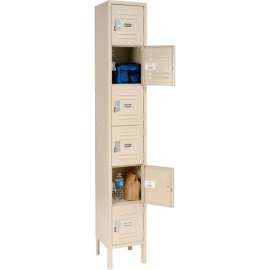 Global Industrial 6-Tier 6 Door Box Locker, 12"W x 18"D x 12"H, Tan, Unassembled