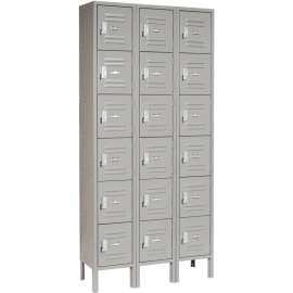 Global Industrial 6-Tier 18 Door Box Locker, 12"W x 15"D x 12"H, Gray, Assembled