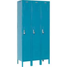 Global Industrial Paramount 1-Tier 3 Door Locker, 12"Wx18"Dx72"H, Blue, Unassembled